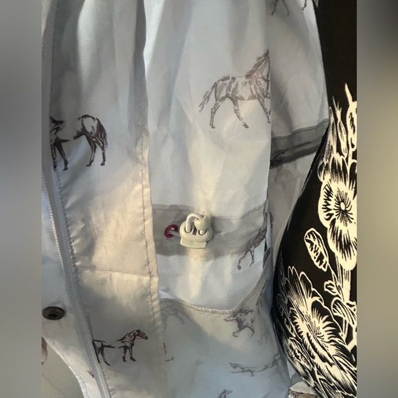 Joules Horse Print Golightly Waterproof Packable Rain  Jacket Gray Women’s 10 - Picture 9 of 15
